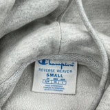 Reverse Weave Champion Spellout Hoodie - Small Gray Cotton