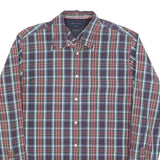 TOMMY HILFIGER Mens Green & Red Check Shirt M Cotton Blend Classic Fit Long