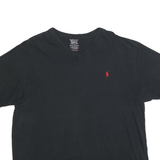 POLO RALPH LAUREN Mens Black Graphic T-Shirt XL Short Sleeve V-Neck Cotton Blend