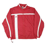 ADIDAS Mens Red & White Track Jacket XL Nylon Zip Athletic Sportswear