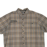 HARLEY DAVIDSON Mens Beige Plaid Cotton Blend Shirt 2XL Short Sleeve Button