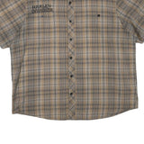 HARLEY DAVIDSON Mens Beige Plaid Cotton Blend Shirt 2XL Short Sleeve Button