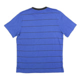 NIKE Mens Blue & Black Striped Graphic T-Shirt L Short Sleeve Crew Neck