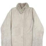 Womens Beige Shearling Button Jacket L Soft Warm Cozy Winter Wear