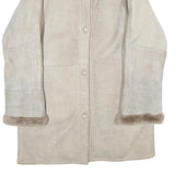 Womens Beige Shearling Button Jacket L Soft Warm Cozy Winter Wear
