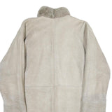 Womens Beige Shearling Button Jacket L Soft Warm Cozy Winter Wear