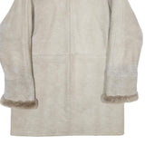 Womens Beige Shearling Button Jacket L Soft Warm Cozy Winter Wear