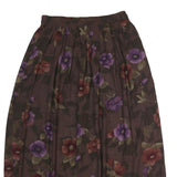 WORTHINGTON Womens Brown Floral Pleated Midi Polyester Skirt M Elegant