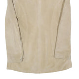 LES FILLES DA COTE Womens Beige Leather Button Jacket S Suede Minimalist Chic