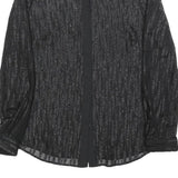 REISS Womens Black Printed Button Shirt Long Sleeve Collar UK 10 Elegant Top