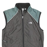 THE NORTH FACE Mens Grey & Green Sleeveless Nylon Jacket S Windbreaker Zip Up