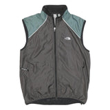 THE NORTH FACE Mens Grey & Green Sleeveless Nylon Jacket S Windbreaker Zip Up
