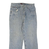 BSWANG Womens Blue Regular Straight Denim Light W30 L28 Jeans Cotton Blend Zip