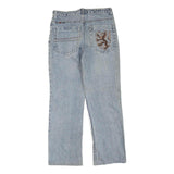 BSWANG Womens Blue Regular Straight Denim Light W30 L28 Jeans Cotton Blend Zip