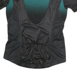 OAKLEY Mens Black & Teal Modern T-Shirt L Short Sleeve Round Neck Zip Front