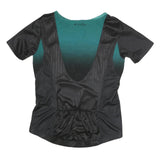 OAKLEY Mens Black & Teal Modern T-Shirt L Short Sleeve Round Neck Zip Front