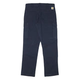 CARHARTT Mens Navy Blue Relaxed Cargo Trousers W33 L32 Workwear Cotton Blend