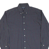 RALPH LAUREN Mens Blue Check Shirt M Button Down Cotton Blend Classic Fit Long