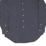 RALPH LAUREN Mens Blue Check Shirt M Button Down Cotton Blend Classic Fit Long