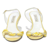 L'ESCARFIN Womens Yellow Leather Slingback Heels UK 4 Elegant Summer Fashion