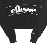 ELLESSEe Womens Black Ellesse Logo 1/4 Zip UK 6 Cropped Sweatshirt