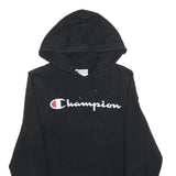 CHAMPION Mens Black Pullover Hoodie S Cotton Blend Logo Sweatshirt