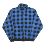 GENERATION Mens Blue & Black Checked Zip Jacket L Polyester Blend Casual