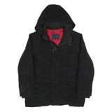 TOMMY HILFIGER Mens Black Hooded Wool Blend Zip Jacket L Outerwear Classic