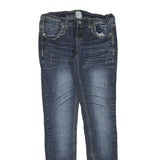 Womens Blue Regular Fit Skinny Denim Jeans Cotton Blend Zip W30 L32 Embellished