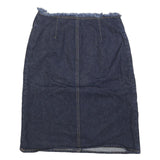 MISS K Womens Blue Denim Embellished Mini Cotton Blend Skirt S Frayed Waist