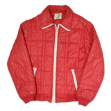 Womens Red Plain Casual Jacket L Polyester Blend Zip Closure Lightweight