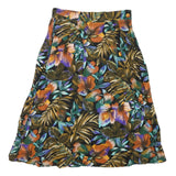 YASMIN Womens Multicolour Floral Print Swing Midi Cotton Blend Skirt L Stylish
