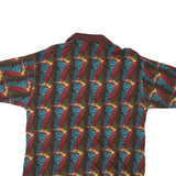 J GARCIA Mens Red & Blue Abstract Print Short Sleeve Polo Shirt L Cotton Blend