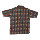 J GARCIA Mens Red & Blue Abstract Print Short Sleeve Polo Shirt L Cotton Blend