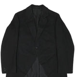 Mens Black Wool Blend Tailcoat Jacket M Classic Button Closure Formal Suit