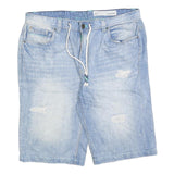 DIVERSE DENIM Mens Light Blue Denim Casual Shorts L W34 Drawstring