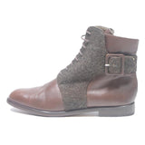 UN MATIN Mens Brown Leather Lace-Up Boots UK 6.5 Classic Stylish Comfortable