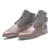 UN MATIN Mens Brown Leather Lace-Up Boots UK 6.5 Classic Stylish Comfortable