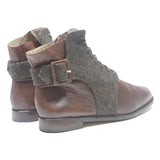 UN MATIN Mens Brown Leather Lace-Up Boots UK 6.5 Classic Stylish Comfortable