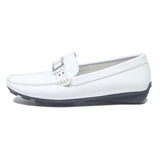 GEOX Womens White Leather Loafers UK 4 Comfortable Casual Slip-On Shoes