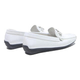 GEOX Womens White Leather Loafers UK 4 Comfortable Casual Slip-On Shoes