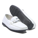 GEOX Womens White Leather Loafers UK 4 Comfortable Casual Slip-On Shoes