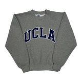 Russell Athletic College Sweatshirt - Small Gray Cotton Blend