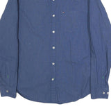 TOMMY HILFIGER Mens Blue Cotton Patterned Shirt M Button-Down Collar Long Sleeve