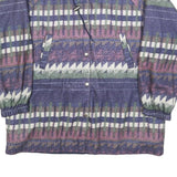 Womens Blue Button Jacket L Polyester Blend Patterned Cosy Warm Casual