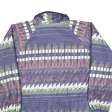 Womens Blue Button Jacket L Polyester Blend Patterned Cosy Warm Casual