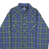 WRANGLER Mens Blue Green Jacket L Cotton Blend Check Button Closure Casual