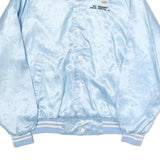 AUBURN Mens Light Blue Bomber Jacket XL Cotton Plain Button Closure Retro Style