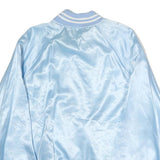 AUBURN Mens Light Blue Bomber Jacket XL Cotton Plain Button Closure Retro Style