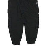 FB SISTER Mens Cotton Blend Black Relaxed Cargo Trousers W26 L26 Drawstring